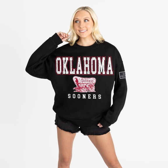 Women's Gameday Couture Black Oklahoma Sooners Oversized Level Up Black Label Premium Sweatshirt