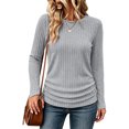 thumbnail image 4 of GUACER Ribbed Long Sleeve Tops for Women Crewneck Slim Fit Basic Tee Lightweight Knit Fall Casual Layering Undershirts, 4 of 9