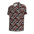 thumbnail image 2 of Rocae Houndstooth Green Red for Men's Short Sleeve Polo Shirt, Quick Drying Performance Moisture Wicking Sports Men's Golf Shirt X-Large, 2 of 9