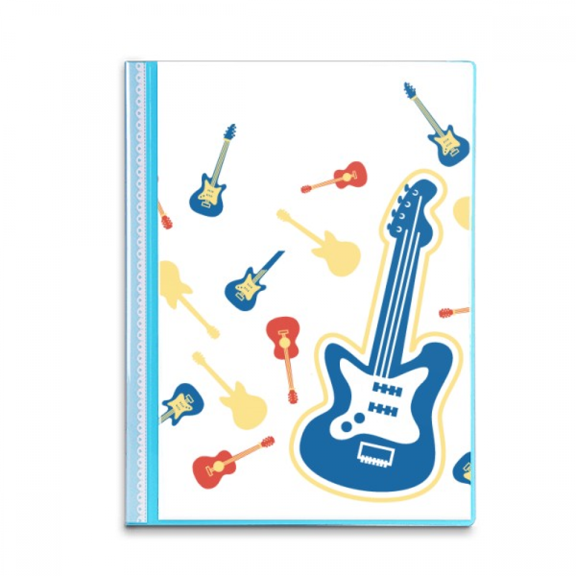 Yellow Guitar Music Pattern Illustrate Book Sheet Protectors Portfolio Binder Folder