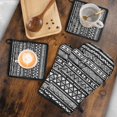 thumbnail image 5 of Black Geometric Diamond Triangle Pattern Kitchen Oven Mitt and Pot Holder Sets 4 Pcs for Baking, Cooking and Grilling, Heat Resistant Up To 392 °F, 5 of 7