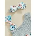 thumbnail image 4 of SXYPAYXS Newborn Baby Girl Summer Outfits Floral Bow One Shoulder Romper Bodysuit and Headband Set Infant Cute Clothes, 4 of 7