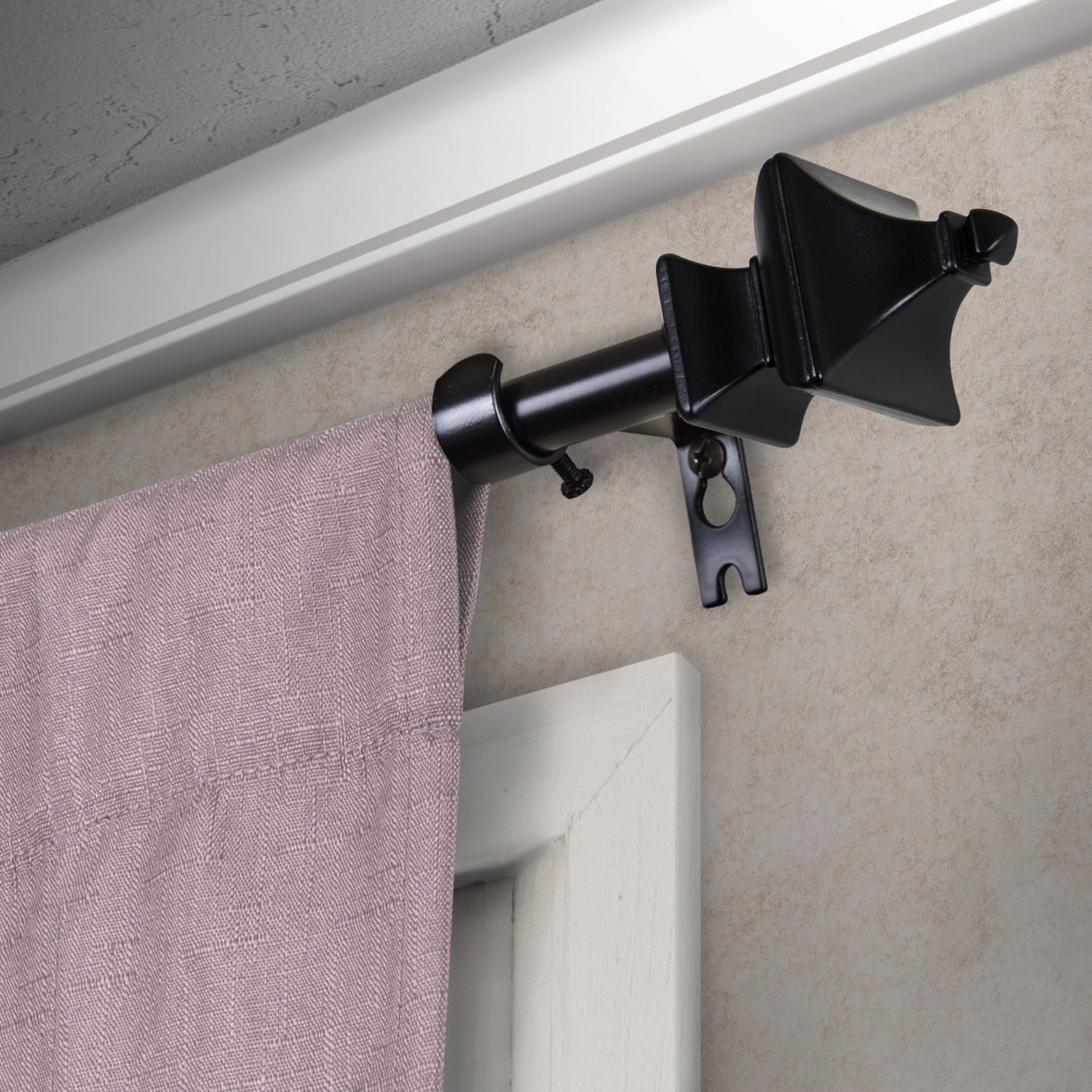 Central Design Products Steel 0.63" Modern Single Curtain Rod, Black