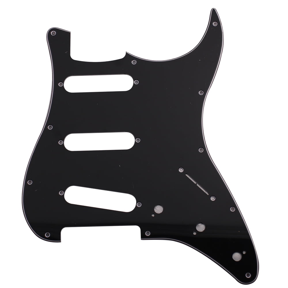 Seismic Audio Black Replacement Strat Style Pickguard for Standard