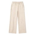 thumbnail image 7 of Spazoro Girls Striped Wide Leg Pants with Pockets, Loose Fit Striped Print Full Length Elastic Waist Stretchy Casual Loungewear Bottoms Beige Size 7-8, 7 of 7