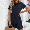 thumbnail image 5 of vigerkar Women Summer Casual Dress Short Sleeve Crewneck Swing Mini Tshirt Dresses 2025 Vacation Beach Short Sundress Navy, S, 5 of 6