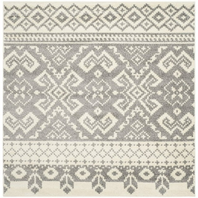 Safavieh Adirondack Collection ADR107B Ivory and Silver Southwestern Bohemian Square Area Rug (10' Square)