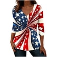 thumbnail image 2 of Kctiaxy Red Womens V Neck 3/4 Sleeve T Shirts Independence Day Printed Summer Tops Casual Loose Tees Trending Now XL, 2 of 7
