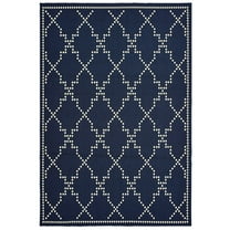 Oriental Weavers Marina Area Rug 7765B Outdoor Navy Lines Dotted