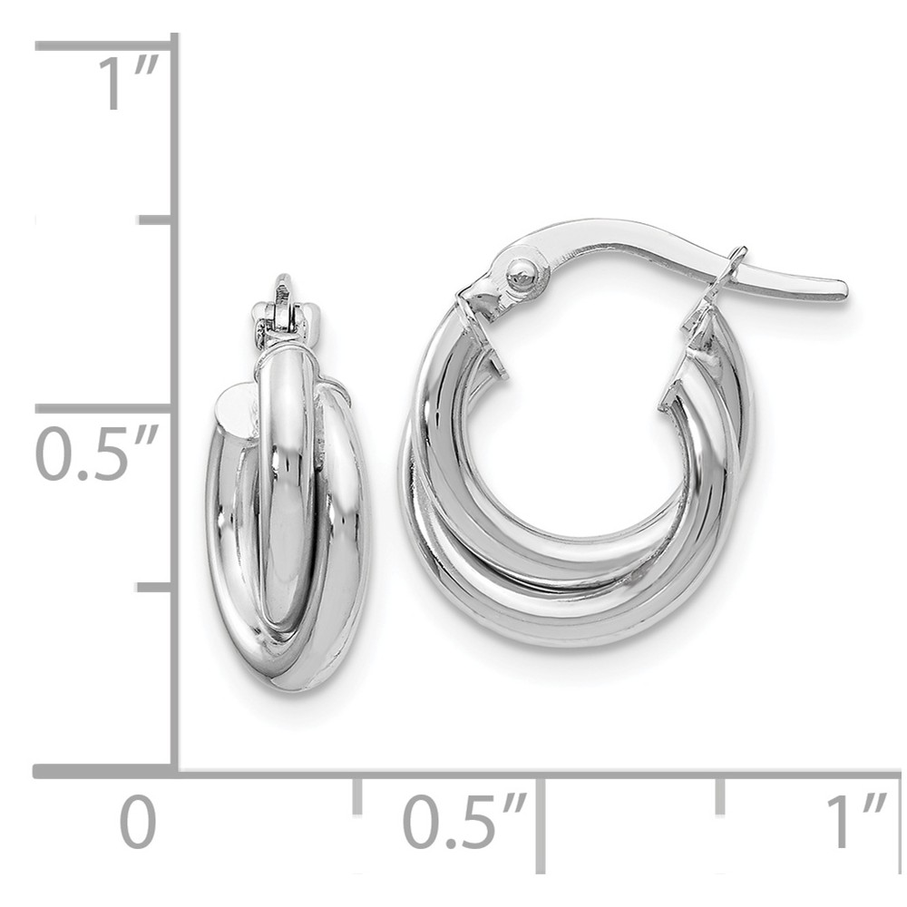 14k White Gold Twisted Double Hoop Earrings - 15mm x 30mm - Walmart.com