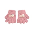 thumbnail image 4 of Krdevn Kids Five Finger Fuzzy Gloves Cute Bunny Applique Decor Soft Plush Thermal Warm Stretch Handwear for Boys Girls Cold Weather Daily Outdoor Winter Activities, 4 of 5