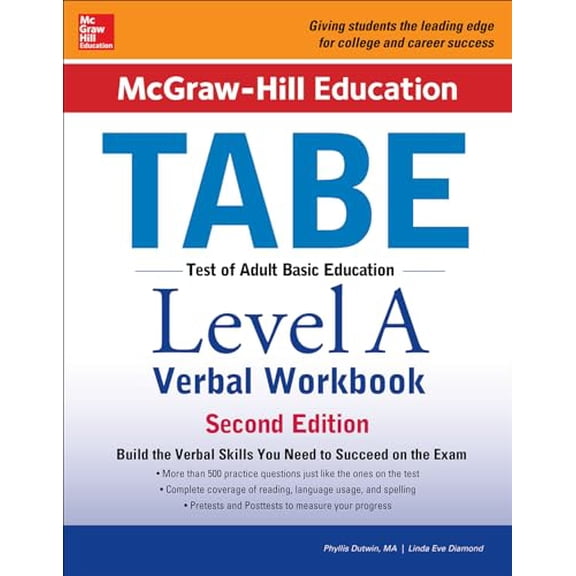 Pre-Owned McGraw-Hill Education Tabe Level a Verbal Workbook, Second Edition (Paperback) 125958786X 9781259587863