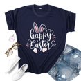 thumbnail image 1 of Hauts d'Été Grande Taille pour Femmes, T-shirt Imprimé Col Rond de Pâques, Manches Courtes, Blouse Ample Décontractée, T-shirt Col en V pour Femmes en Liquidation, 1 of 2
