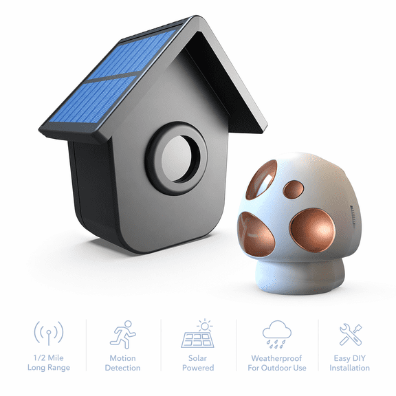 Driveway Alarm Wireless Outside Weatherproof, Solar Motion Sensor Detector, 1/2 Mile Long Range Driveway Alarm System with Portable Receiver, Home Security Alert System