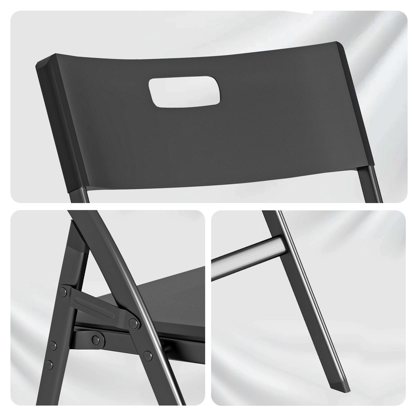 Hommoo Folding Chair Portable Plastic Seat with Steel Frame for Indoor Outdoor, 6 Pack
