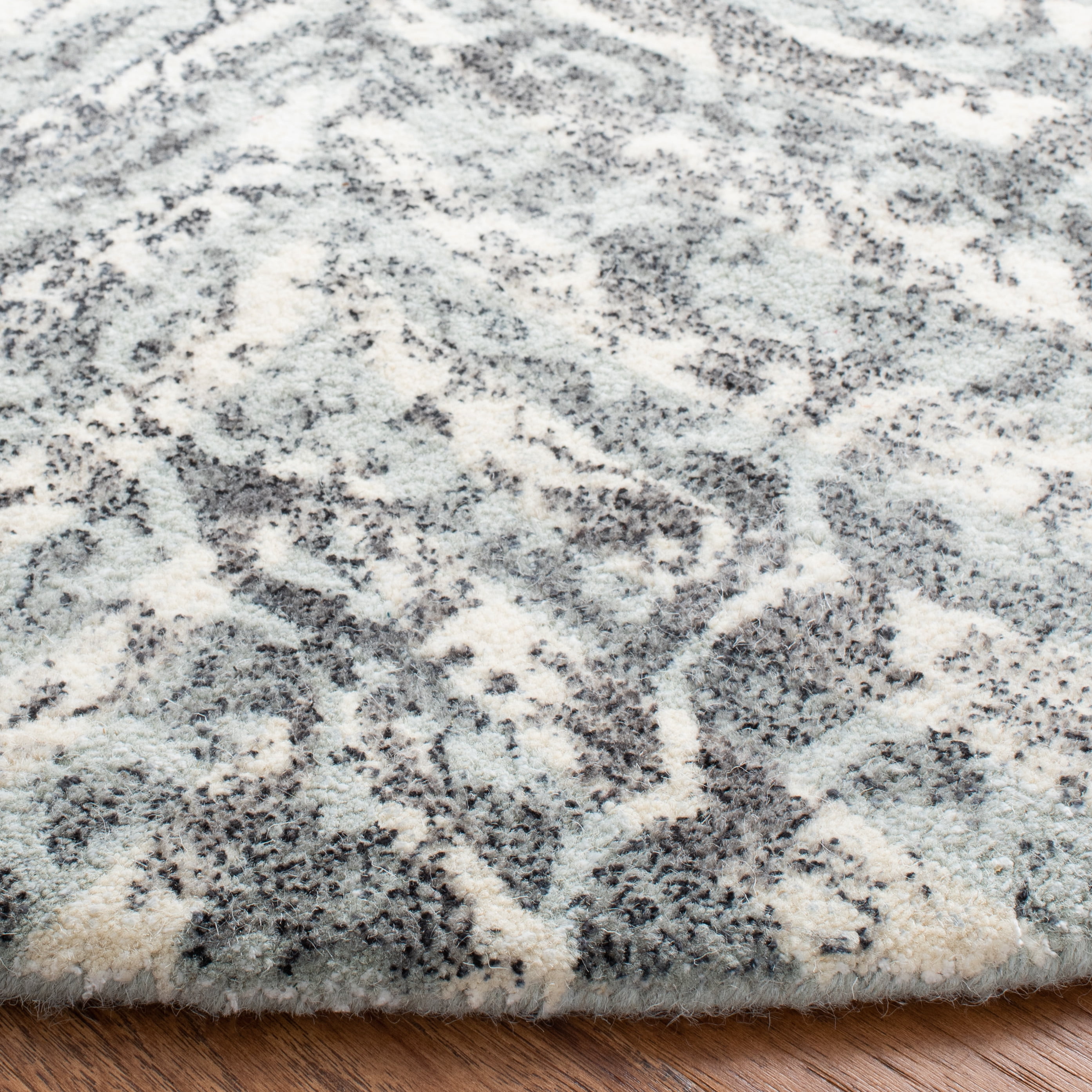 SAFAVIEH Restoration Vintage Delmar Abstract Area Rug, Ivory/Sage, 6' x 6' Round