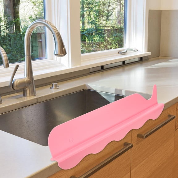 OUNONA  Dish Rack with Drain Mat Accessories Sink Splash Guard White Pink