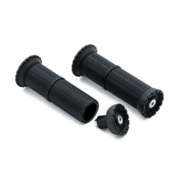 Kuryakyn 3587 Riot Handlebar Grips for Throttle and Clutch, Universal Fit for 7/8" Diameter Handlebars, Satin Black, 1 Pair