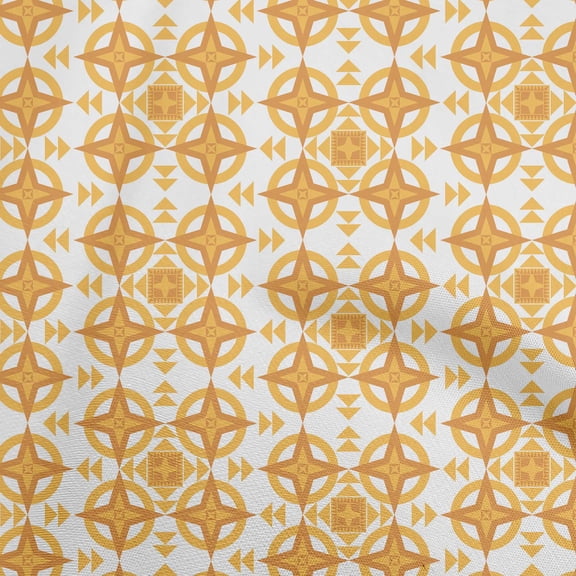 oneOone Polyester Spandex Mustard Yellow Fabric Geometric Sewing Material Print Fabric By The Yard 56 Inch Wide