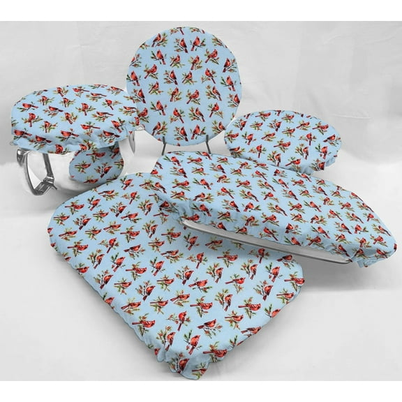 Cardinals Birds & Berries Reusable Fabric Bowl and Casserole Pan Covers by Penny's Needful Things (5 Cover Set) (Blue)