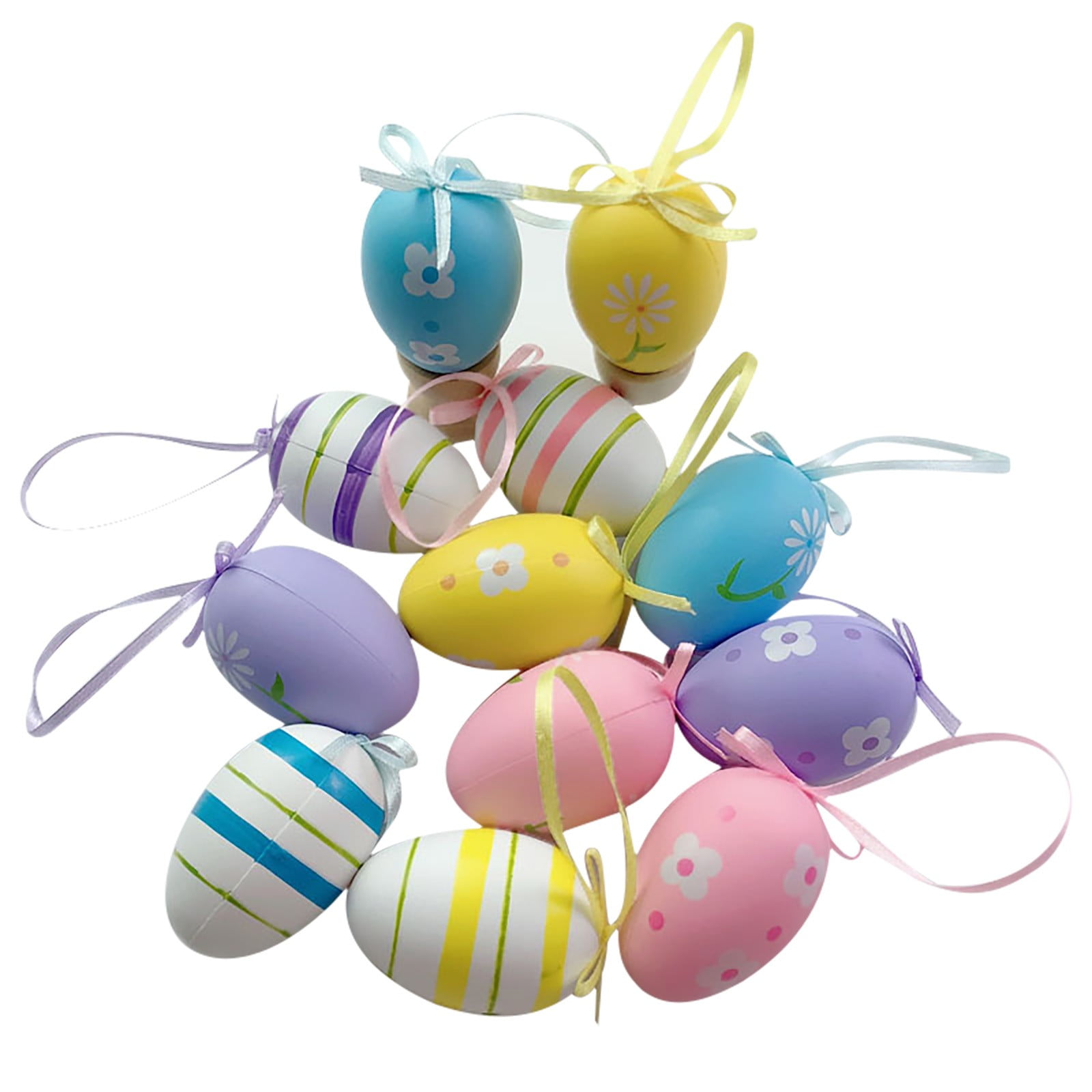 hjkl 12Pcs Easter Decorations Eggs Hanging Ornaments Colorful for Easter Tree Basket Decor Party Favors Supplies Home 