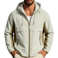 thumbnail image 2 of ECHFIPROM Hiking Rain Jackets for Men Waterproof White Cycling Heavyweight Hooded Zipper Winter Mens Raincoat Casual M, 2 of 9