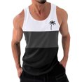 thumbnail image 1 of Tank Top for Men, Men Casual Fashion Patchwork Print Pullover Round Neck Sports Tank Tops, 1 of 3
