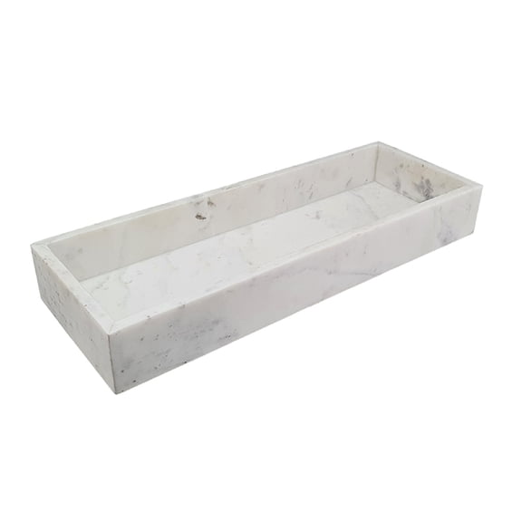 A&B Home White Marble Tray - 22"W x 8"L x 3"H - White