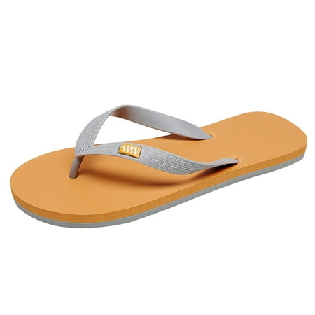 

KaLI_store Mens Shoes Men s Flip Flops Sandal Summer Beach Sandals for Men Non Slip Comfy Arch Support Casual Thong Sandals Sport Flat Slides Shoes Yellow