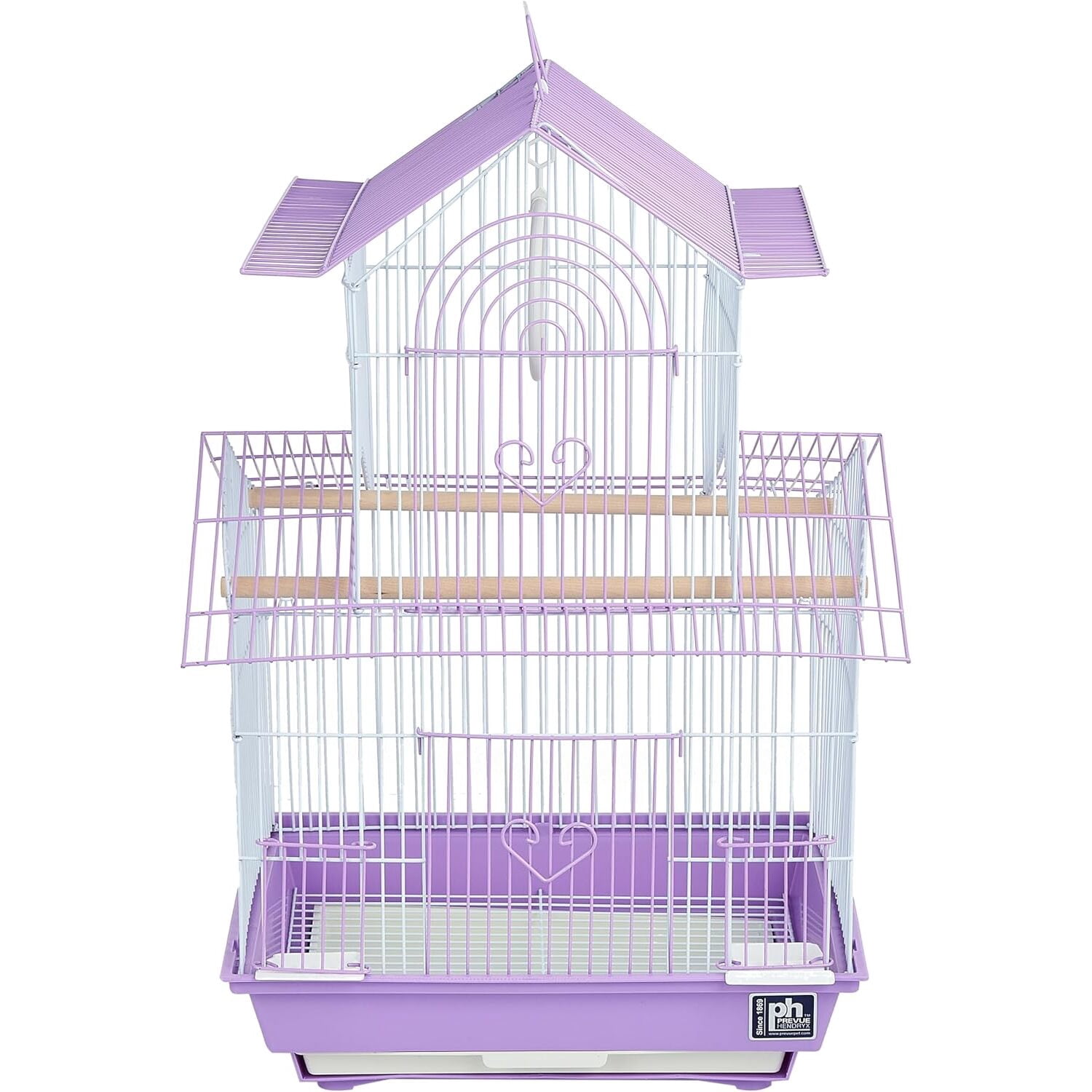 HomeStock Rustic Retreat Bird Cage with Natural Wood Accents, Durable Metal Construction, Spacious Interior, and Comfortable Features for Birds'-Color:Pink