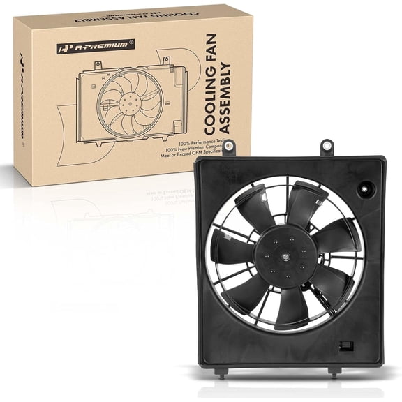 A-Premium A/C Condenser Cooling Fan Assembly Compatible with Honda Fit 2015 2016 2017 2018 2019 2020 1.5L, with Motor, Right Passenger Side