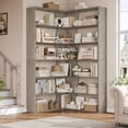 thumbnail image 4 of Homfa 6-Tier Corner Bookcase, L-Shaped Bookshelf with Baffle, Storage Display Rack for Office Living Room, Gray, 4 of 7