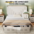 thumbnail image 6 of Amerlife Farmhouse Queen Size Bed Frame with 54" Tall Geometric Headboard & Storage Drawers, White, 6 of 10