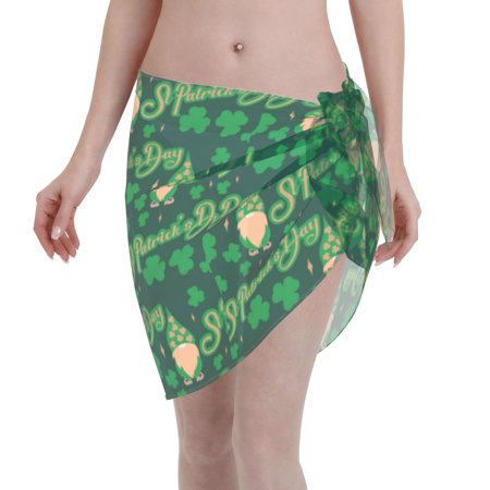 Adobk Women Beach Sarong Bathing Suit St Patrick S Day9 Print Wrap Skirt Sheer Bikini Swimsuit Cover Ups For Swimwear