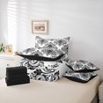 thumbnail image 6 of Homewish Goth Halloween Skull 7-Piece Twin Bedding,Victorian Damask Bedding Comforter Set,Black White,Black Reversible, 6 of 8