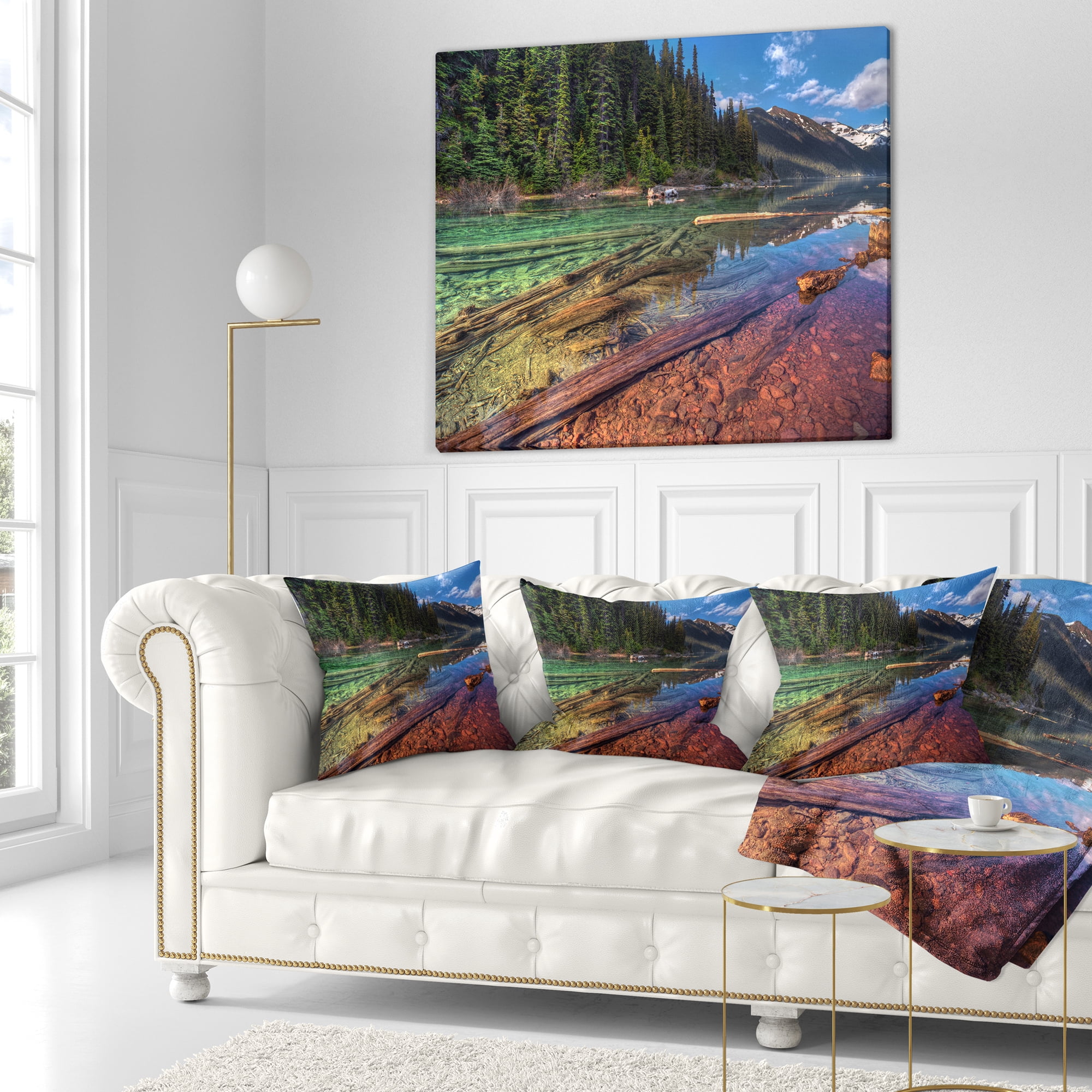 Designart Beautiful View of Mountain Lake - Landscape Printed Throw Pillow - 18x18