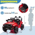 thumbnail image 4 of Zimtown 12V Kids Ride On Truck Car w/Parent Remote Control, Spring Suspension, LED Lights, Red, 4 of 5