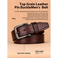 thumbnail image 3 of Catelles Men's Slim Reversible Brown Leather Belts, 1.5" (3.8cm) Width Genuine Cowhide Alloy Pin Buckle, Fits 52" Waist for Business Casual Daily Use, 3 of 10