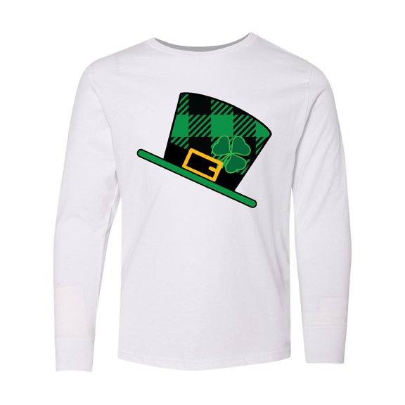 Inktastic St Patricks Day Irish Green Buffalo Plaid Long Sleeve Youth T-Shirt
