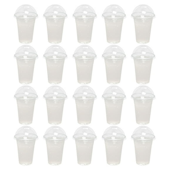 EXHUMKY Transparent ABS Cups with Dome Lids for Cold Drinks and Desserts 500ml Portable Fruit Cups for Party Favor