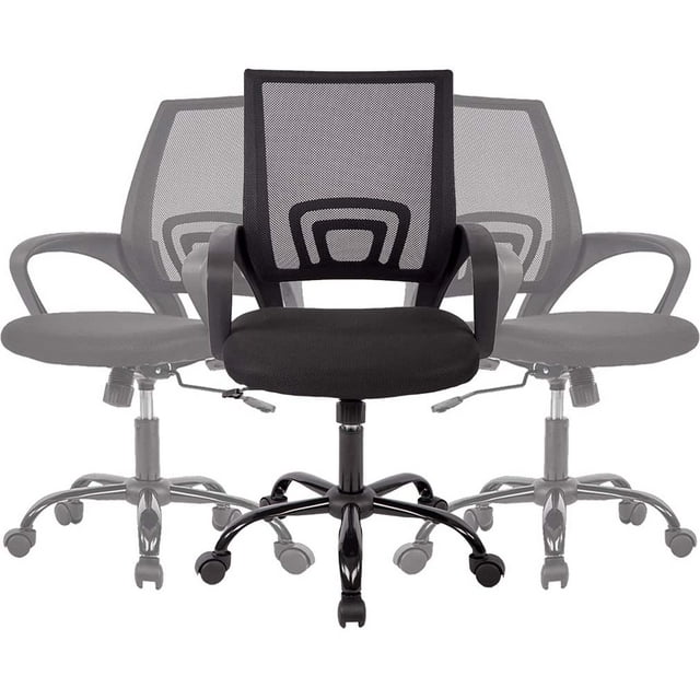 BestOffice Adults Office Chair Mesh Back Support Adjustable Arms Rolling, Black