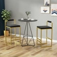 thumbnail image 2 of Set of 2 Bar Stools with Backrest & Footrest, Modern Velvet Counter Height Kitchen Island Stools, Gold Metal Frame & Gray Upholstered Dining Chairs for Home & Office, 2 of 13