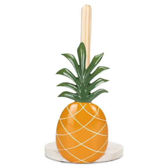 Elanze Designs Tropical Pineapple 12 inch Resin and Wood Paper Towel Holder