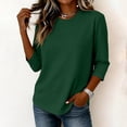 thumbnail image 6 of Womens Cotton Casual 3/4 Sleeve T Shirts Crew Neck Loose Fit Tops Solid Basic Tops Tees, 6 of 6