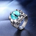 thumbnail image 2 of PAMTIER Vintage Gothic Biker Demon Ghost Blue Devil Eyes Skull Ring for Men Stainless Steel with Blue Stone Silver Black Tone Size 8, 2 of 5