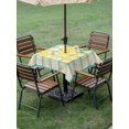 thumbnail image 4 of Outdoor Tablecloth with Umbrella Hole for Patio/Picnic/Party/Camping, Summer Lemon Watercolor Waterproof Table Cloth Square Cover Washable, Yellow Blue Line Checkered (54"x 54"), 4 of 8