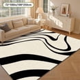thumbnail image 5 of Multicolor Modern Abstract Wavy Swirl Curve Area Rug - Black and White, 5 of 9