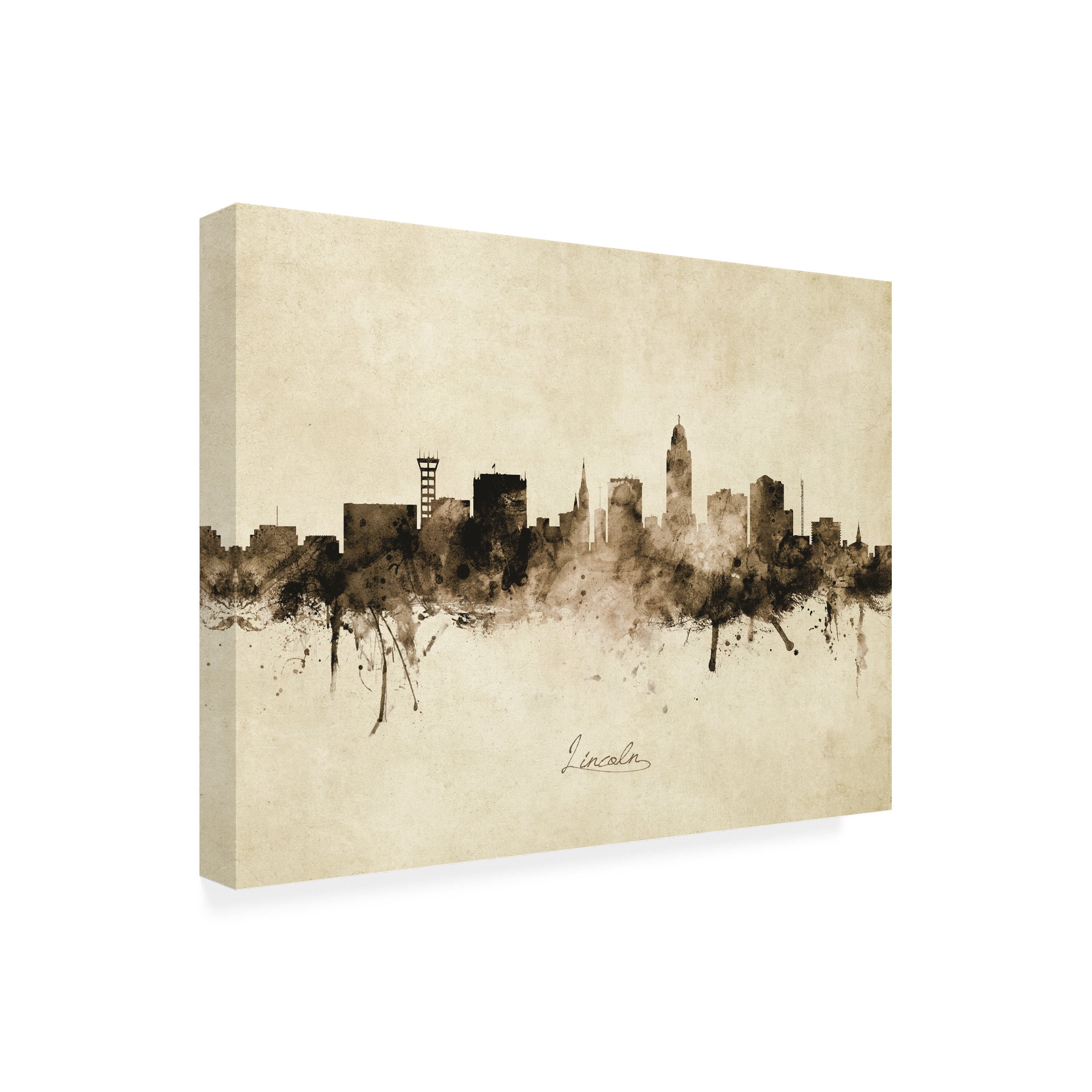 Michael Tompsett 'Lincoln Nebraska Skyline Vintage' Canvas Art