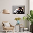 thumbnail image 5 of Monkey With Headphones Banksy DJ Chimp Pop Art Cool Ape Abstract Canvas Prints Wall Art Paintings for Living Room Bedroom Home Decorations Stretched Artwork for Office Decor(18" W x 12" H，Framed), 5 of 10
