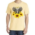 thumbnail image 2 of Wild Bobby,Elephant Sunflower Cute Love, Streetwear, Garment-Dyed Washed Look Short Sleeve T-Shirt, Banana, Small, 2 of 3